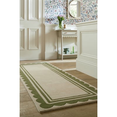 Tapis de couloir en laine à bordure festonné LOIS FLAIR RUGS