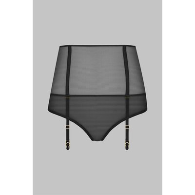 Tanga ouvert taille haute avec porte-jarretelles L'AMOUREUSE MAISON CLOSE