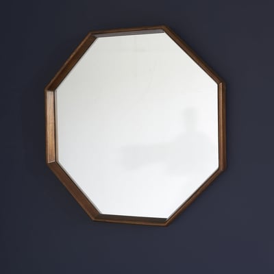Miroir en bois massif octogonal 60 cm  VINTAGE BERAH GETAH
