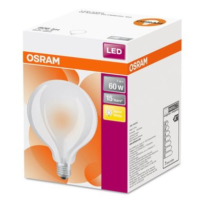 Ampoule Globe 95mm E27 Led Verre Dépoli Blanc Chaud 7w=60w OSRAM