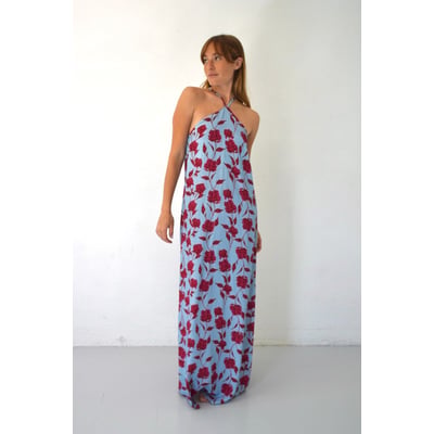 Robe longue satinée fleurie KATE MINDTRAVELER