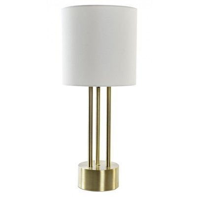 Lampe à Poser Rétro en Métal Doré et Abat-jour Blanc en Lin - H67cm WADIGA