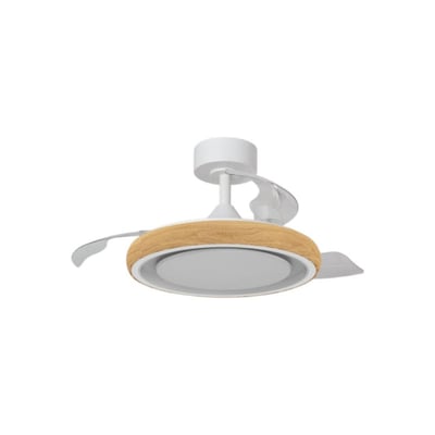 Ventilateur de plafond lumineux façon bois et blanc CAPRI XS MILLUMINE
