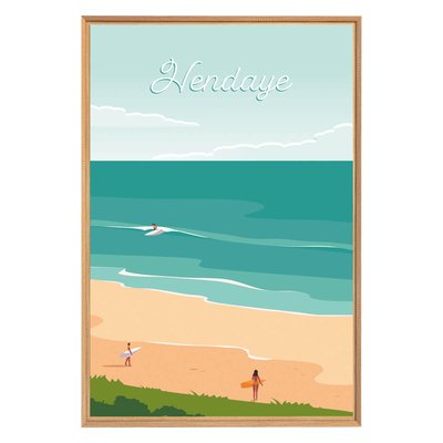 Tableau mural illustration plage d'Hendaye CEANOTHE