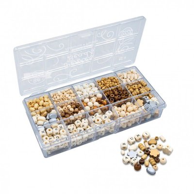 Boîte de perles en bois naturel BUKI FRANCE