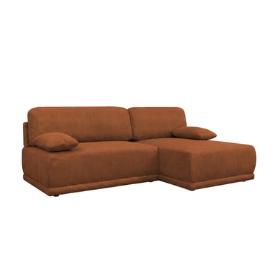 Banquette canapé d'angle droit convertible 3 places velours côtelé avec coffre NELSON SWEEEK