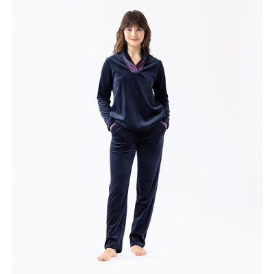 Pyjama en velours marine  ALBA 612 LE CHAT