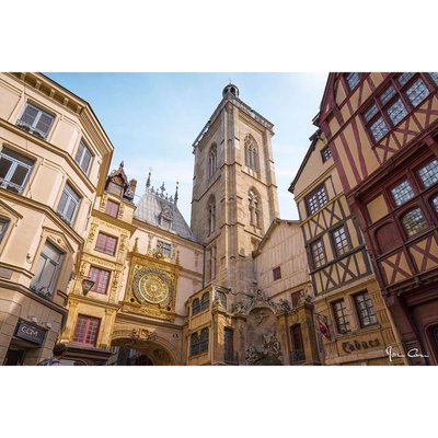 Tableau sur verre synthétique rue gros horloge de Rouen 65x97 cm CEANOTHE