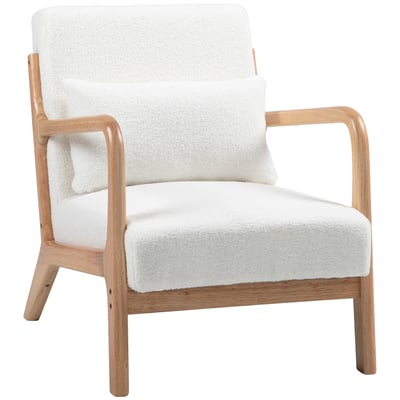 Accent Chair Velours (100 % polyester) Crème HOMCOM