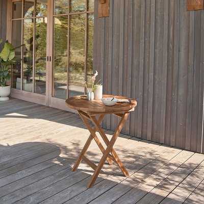 Table de jardin en teck huilé massif ronde 4 places  BALI BERAH GETAH