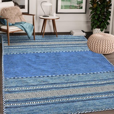 Tapis kilim fait main en coton motif ethnique LYN15 TIVE UN AMOUR DE TAPIS