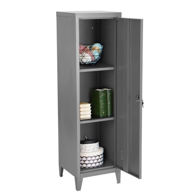 Armoire de rangement en métal 1 porte 3 étagères style industriel, COUNCILBLUFFS MEUBLES COSY