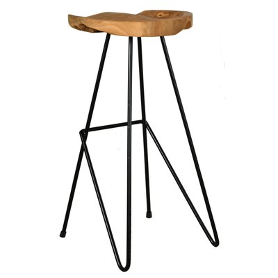 Tabouret de bar en teck et métal Elanga AUBRY GASPARD
