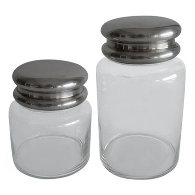 Lot de 2 pots en verre couvercle argenté SIGNATURE