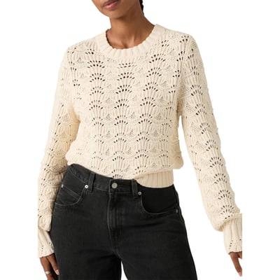 Pull en coton écru à coupe ajustée pourvu d'un col rond côtelé LEVI'S