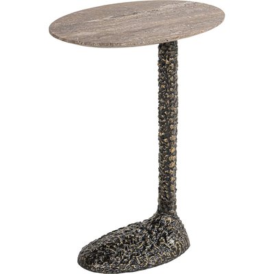 table dappoint élégante en travertin et aluminium RECOLLECTION