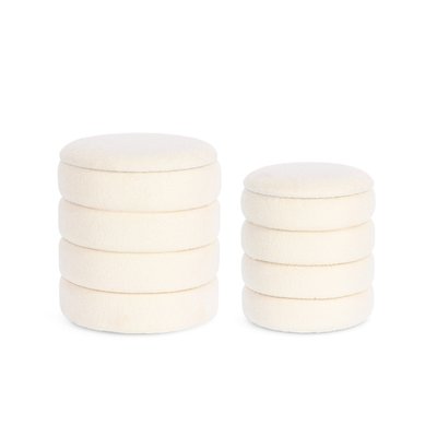 Poufs contemporains ronds en tissu bouclette (set de 2) - KARENINE HELLIN, DEPUIS 1862