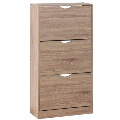 Meuble à chaussures bois 3 placards 60x24x115cm WADIGA