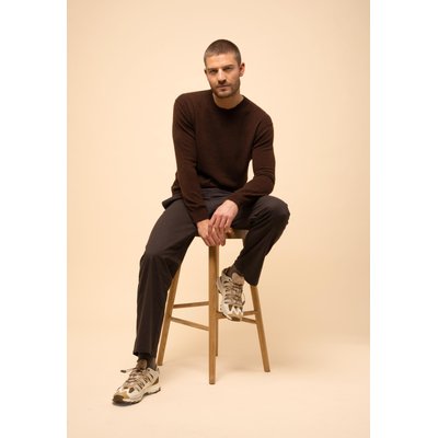 NOE pull col rond café en cachemire JUST CASHMERE