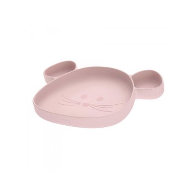 Assiette à compartiments en silicone Little Chums Souris rose LASSIG