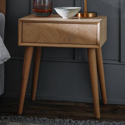 Dhule Herringbone Oak Bedside Table SO'HOME