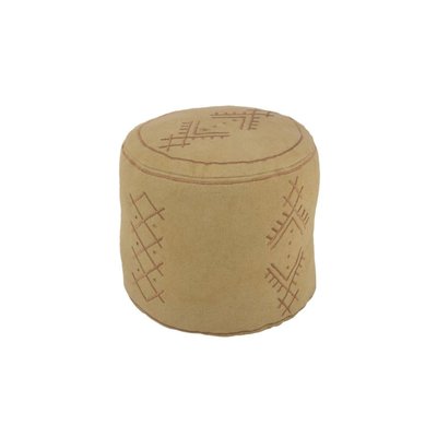 Pouf rond aux motifs brodés en coton - BERBERE HELLIN, DEPUIS 1862