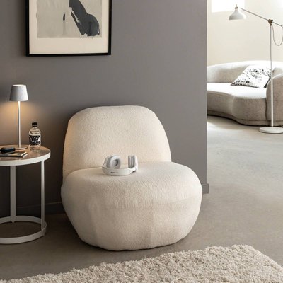 Fauteuil confort en tissu bouclette blanc  SOLÉA MADE IN MEUBLES 