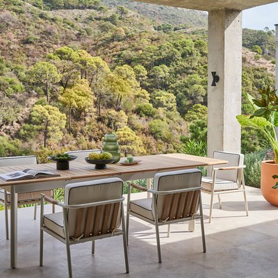 Table de jardin à allonges, alu et teck, Isabbo AM.PM