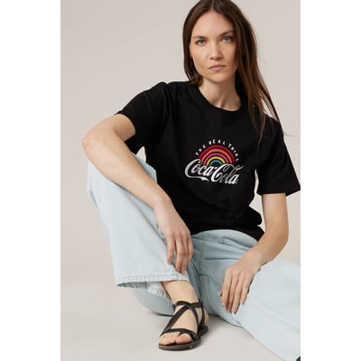 T-shirt femme en coton deeluxe x coca-cola RAINBOW DEELUXE