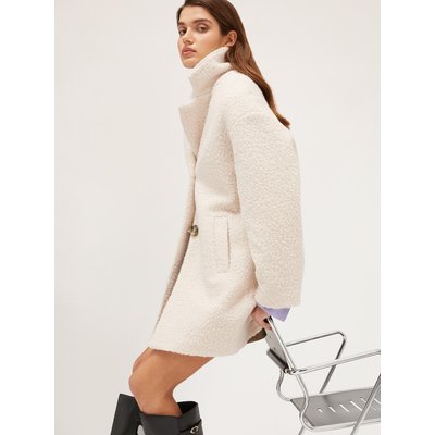 Manteau à simple boutonnage en drap bouclé avec doublure intérieure ton sur ton MOTIVI