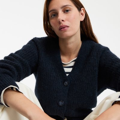 Signatures Gildas Cardigan with V-Neck in Alpaca Mix LA REDOUTE COLLECTIONS