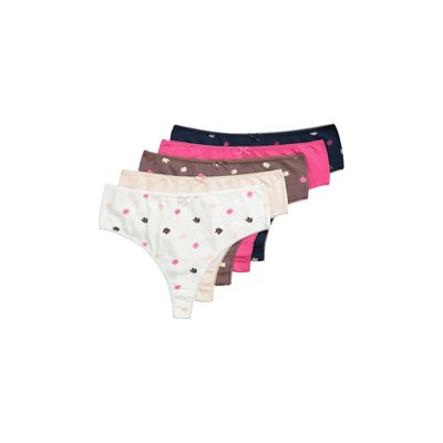 Strings, lot de 5, fleurs/couleur unie ULLA POPKEN