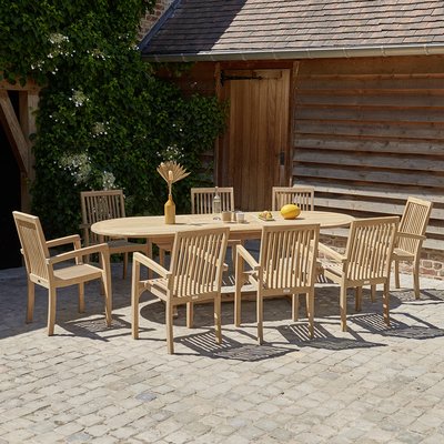Salon de jardin en teck massif extensible 8/10 places  MIDLAND BERAH GETAH
