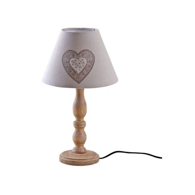 Lampe à poser en bois et coton imprimé coeur AUBRY GASPARD
