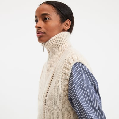 Sleeveless Trucker Collar Jumper in Chunky Knit LA REDOUTE COLLECTIONS
