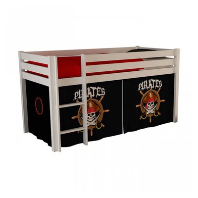 Lit sureleve en avec sommier + Rideau de lit Pirate VIPACK