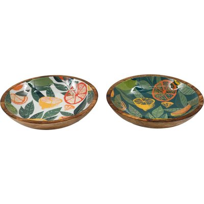 Saladier en manguier et émail Agrumes 40 cm (Lot de 2) JARDINDECO