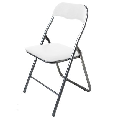 Chaise d'appoint pliante en métal et PVC blanc 44x48x80cm WADIGA