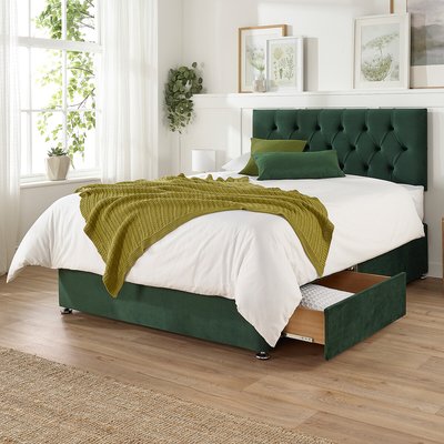 Olivier Velvet Divan Bed with 2 Drawers ASPIRE