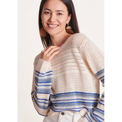 Pull court rayé en maille fishnet LA FEE MARABOUTEE