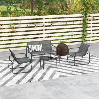 Ensemble salon de jardin 2 fauteuils canapé 2 places table basse OUTSUNNY