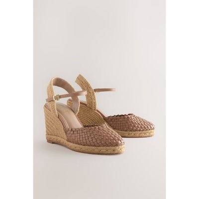 Espadrilles compensées en cuir à bout rond NEXT