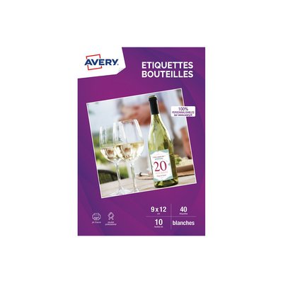 Papier créatif 40 Etiquettes pour bouteille 12x9cm AVERY