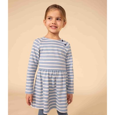 Robe manches longues rayées en coton épais PETIT BATEAU