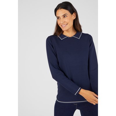 Pull maille serrée col polo DAMART