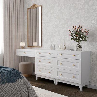 Комод белый в классическом стиле, 6 ящиков SO'HOME