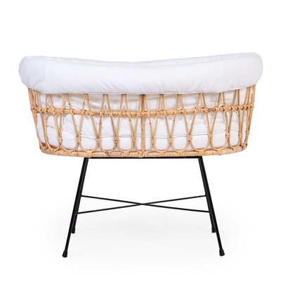 Berceau bébé en rotin pieds en métal avec matelas CHILDHOME