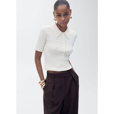 Pull-over col polo maille côtelée MANGO