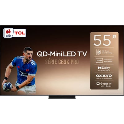 TV Mini LED 55C69K PRO (2026) 55" (139 cm) - 144Hz, Smart TV, système audio ONKYO TCL