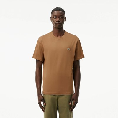 Embroidered Logo Cotton T-Shirt in Jersey with Crew Neck LACOSTE